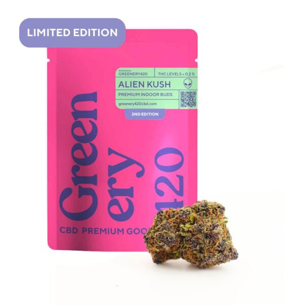 Flores CBD Alien Kush da Greenery 420 edição limitada