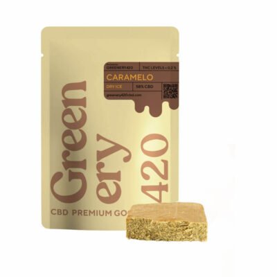 CBD Hash Caramel Dry Ice - 58% de concentração de CBD neste prato de haxixe, disponível para compra online na Greenery