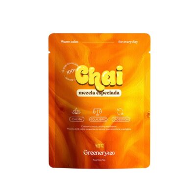 Chai especiado Greenery420 sin azúcar en envase naranja, 70 g