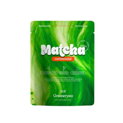 Matcha ceremonial Greenery420 100% origen Japón en envase verde, 50 g